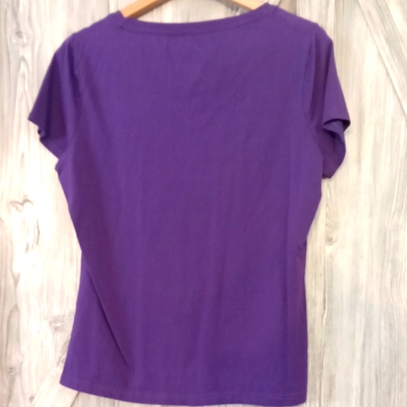 Pure Alfred Sung Purple V Neck T-shirt XL - Picture 2 of 5